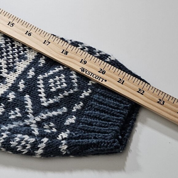 Over Pull Scandinavian Pattern Cardigan Womens L Blue White LS Cottage Lagenlook - Picture 6 of 14